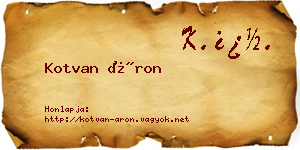 Kotvan Áron névjegykártya